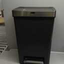 Rubbermaid Premier Series III Step-On Trash Can for Home and Kitchen, with Stainless Steel Rim, 12.4 Gallon, Charcoal, for Home/Kitchen/Garage/Apartment/Office