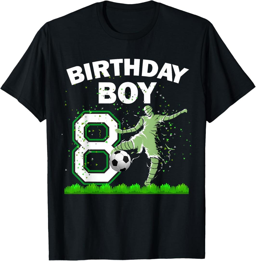 8th B-Day Soccer Sport Lover Theme 8 Year Old Birthday T-Shirt, (Small, Black)