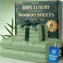 DECOLURE 100% Viscose Derived from Bamboo Sheets King Size - Luxury 6 Pc Naturally Cooling Sheets, Ultra Soft Bed Set - Deep 17" Pockets, Durable Double Stitching, Oeko Tex Standard (Sage Green)