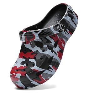 Tormigo Boy Girls Comfortable Garden Clogs | Slip-On Mules Slides Sandals Beach Slipper for Little/ Big Kid | Size 13 Camo Red