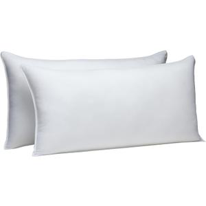 Amazon Basics Down-Alternative Pillows for Stomach and Back Sleepers, Soft Density, Machine Washable, 20 x 36 inches, White, 2-Pack, King