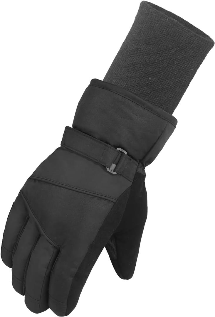 MAGARROW Kids Winter Warm Gloves Windproof Water-Resistant Snow Boys Girls Sport Gloves (Small (Fit Kids 6-8 Years), All-Black - Long Cuff)