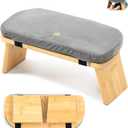 Meditation Bench, Bamboo Meditation Stool, Folding Kneeling Meditation Bench, Seiza Prayer Bench, Prayer Bench with Meditation Cushion, Kneeling Stool (Grey)