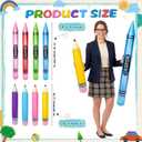 SAYAYA 8 Pcs Large Inflatable Pencil and Crayons Set, Multicolor Jumbo 41.3 Giant Crayons & 26.8 Pencil Balloon, Back to School Classroom Decorations, Photo Props for Teacher Appreciation Party