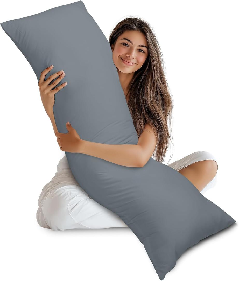 Utopia Bedding Full Body Pillow for Adults (Grey, 20 x 54 Inch), Long Pillow Insert for Sleeping, Ideal for Side Sleepers (20x54 Inch (Pack of 1), Grey)