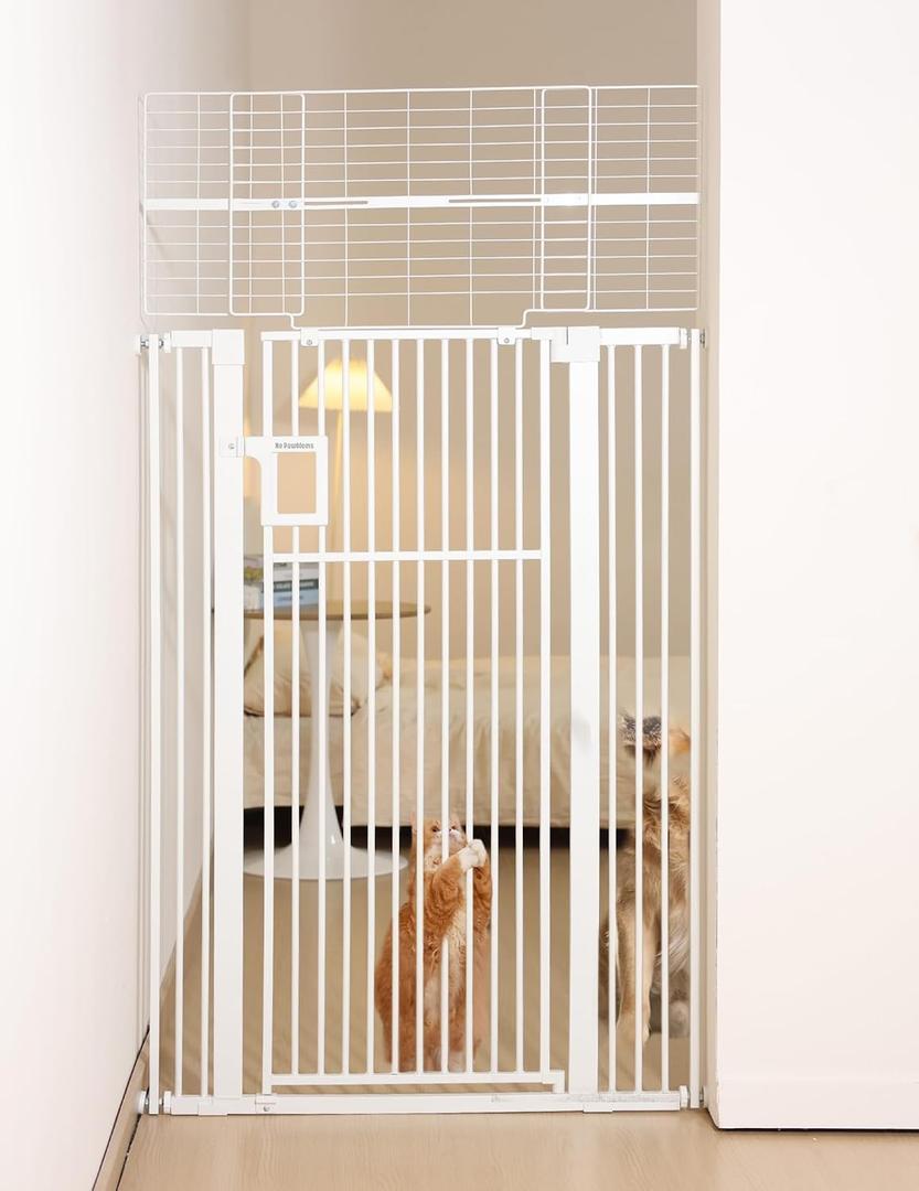 No Pawblems 71" Extra Tall Pet Gate, 29"-43" Wide Pressure Mounted, White
