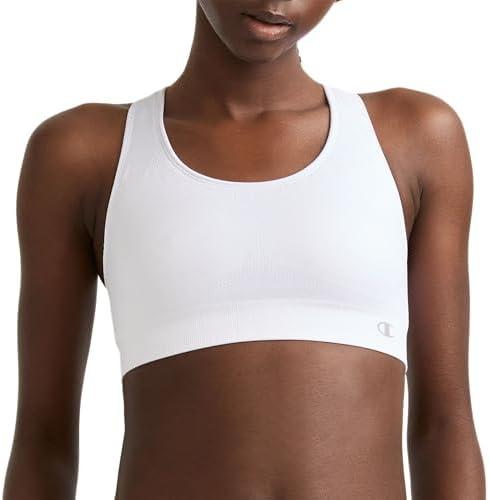 Champion Women's The Infinity Racerback Sports Bra (White, Medium) 2 Pack
