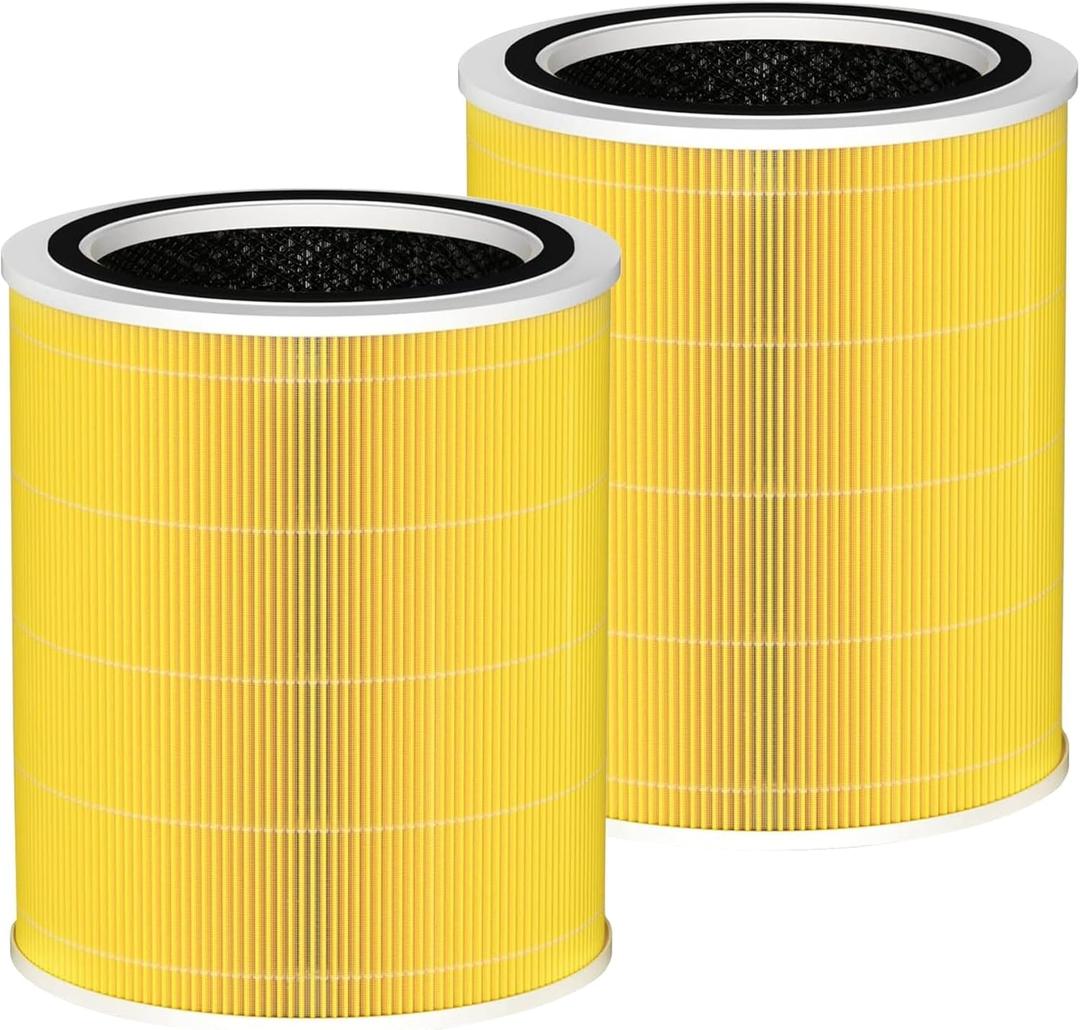 ATXKXE Core 400s Replacement filter, Compatible with LEVOIT Core 400S Smart WiFi Air Purifier, Core 400S-RF, Activated Carbon filter, 360 Degree Filtration, 2 Pack, Yellow