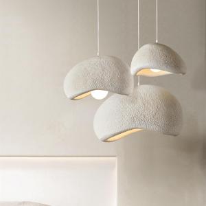 Scandinavian Pendant Lights Kitchen Island Beige White Concrete Cement Look Pendant Light Dome Hanging Lamp Wabi Sabi Chandelier - Small