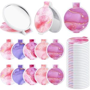 clothmile 50 PCS Marble Compact Mirrors Bulk 2.87 Inch Round Portable Pocket Makeup Mirror Small Portable Pocket Makeup Mirror Gifts for Purse Party Birthday Gift Daily Wedding