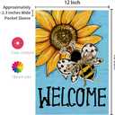 3 x CROWNED BEAUTY Spring Summer Sunflower Bee Garden Flag Double Sided 12x18 Inches Small Burlap Seasonal Welcome Yard Decoration for Outside Porch (Blue) CF1795-12