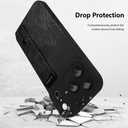 Jefonha Silicone Case for iPhone 17 Pro with Strap Stand, Black Lines