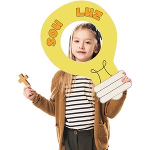 2.62 FT VBS Light Bulb Photo Booth Prop Illumination Themed Cardboard Cutout Jesus Christian Birthday Backdrop for Vacation Bible School Classroom Religious Light Bulb Classroom Photography Decor