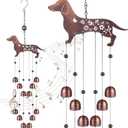 24 Inch Christmas Dachshund Dog Wind Chimes Decor for Outside Garden Christmas Wiener Dog Gift for Women Metal Animal Windchimes with 12 Bell Pet Memorial Gift for Xmas Patio Yard Lawn Decor
