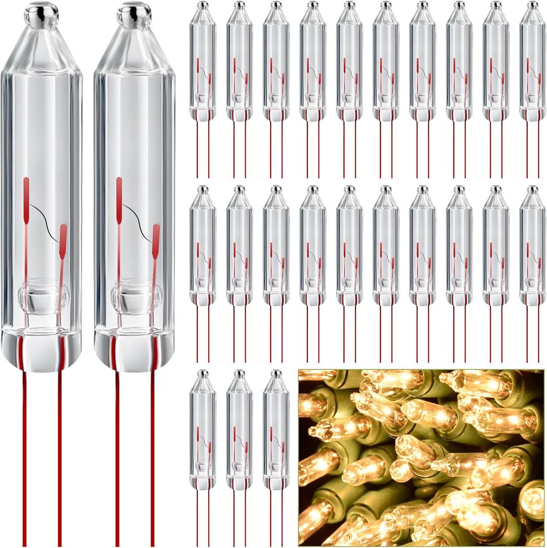 200 Pcs Mini Christmas 2.5 Volt Replacement Light Bulbs Christmas Tree Lights String Lights Replacement Bulbs for Indoor/Outdoor Christmas Lights Decor Home Xmas Tree