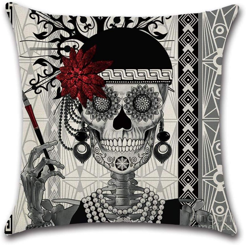 Halloween Cushion Cover Decorative Pillow Cover Hallowmas Skull Throw Pillow Cover