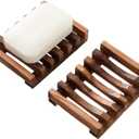 Wooden Soap Dish for Shower,Set of 2 Shower Soap Holder,Self draining Bar Soap Holder for Bathroom, Homemade Soaps Saver Natural Soaps Tray, Vowupt (Brown)