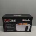 Mueller UltraToast Full Stainless Steel Toaster 4 Slice, Long Extra-Wide Slots for Bagels and Waffles, 6 Browning Levels, LED Display, Cancel/Defrost/Reheat Functions & Removable Tray, Kitchen Gadgets