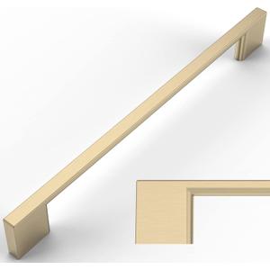 Amerdeco 10 Pack Brushed Brass Cabinet Pulls 10 Inch(256MM) Hole Centers Kitchen Cabinet Handles Cabinet Hardware Kitchen Handles for Cabinets Cupboard ZH0060, Gold