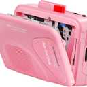 Cassette Player Tape Recorders AM/FM Radio, Portable Tape Player Records Built in Speakers Manual Record - 2AA Battery Or DC 5V Supply with 3.5MM Earphone- Pink