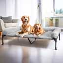 Veehoo Orthopedic Elevated Dog Bed with Fluffy Plush Bolster Cushion, Indoor Raised Dog Beds for Large Dogs, Soft Pet Sofa Cot with Removable Washable Mat, No-Slip Feet, 59 x 37 inches, Grey