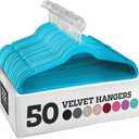 Zober Velvet Hangers 50 Pack - Heavy Duty Hangers for Coats, Pants & Dress Clothes - Non Slip Clothes Hanger Set - Space Saving Felt Hanger for Clothing (Turquoise)