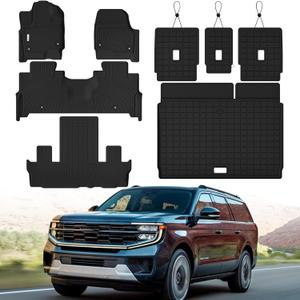 Floor Mats & Trunk Mat Fit for 2025 Ford Expedition Max 7 Seats,All Weather Protection TPE, Anti-Slip Floor Mats & Cargo Liner for 2025 Ford Expedition Max 7 Seats Accessories