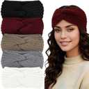 YARIEW Winter Headbands for Women Ear Warmers Warm Headbands for Women Winter Accessories Knitted Headband Thick Crochet Head Wraps Stocking Stuffers Gifts Black White Brown Gray Burgundy