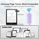 Remote Control Page Turner for Kindle Paperwhite Oasis Kobo eReaders,Kindle Clicker Page Turner Accessories for iPhone,iPad, Android Tablets Reading Novels,Camera Video Record&Shutter Selfie (Purple)