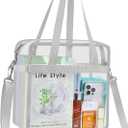 USPECLARE Clear Tote Bag for Stadium Events, 12x6x12 Transparent Stadium Bag for Work, Sports Games,GymConcerts (Silver)