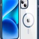 FNTCASE for iPhone 14 Plus Case: Clear Magnetic Phone Cases Compatible with Magsafe Slim Anti Yellowing Military Grade Drop Protection Rugged Protective Transparent Cell Phone Cover (B-Blue)