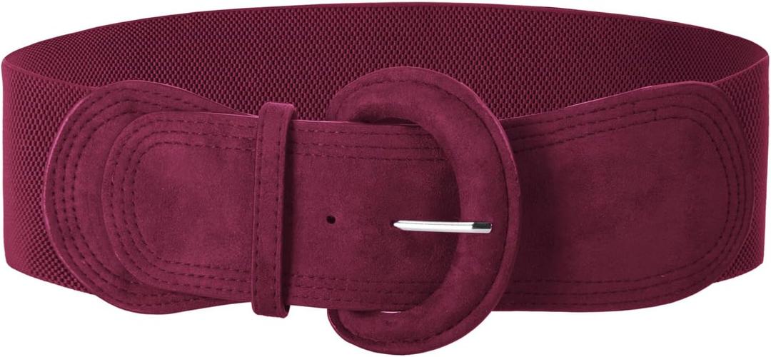 GRACE KARIN Belts for Women Suede Elastic Wide Belt Vintage Stretchy Chunky Buckle Belts (Purple, XL)