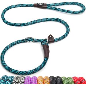 Fida Slip Leads for Dogs, 4 FT x 1/2" Heavy Duty Comfortable Strong Rope Leash for Large, Medium Dogs, No Pull Pet Training Leash with Highly Reflective, Blue (Large(1/2"-4ft))