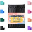 Poly Bubble Mailers 6x10 100 Pack Black Waterproof Self Seal Adhesive Shipping Bags, Cushioning Padded Envelopes for Shipping, Mailing, Packaging Usable 6x9