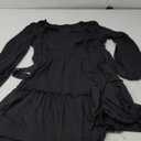 BLENCOT Womens Long Sleeve V Neck Tunic Dress Casual Loose Flowy Mini Tiered Swing Shift Dresses Black Medium