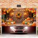 Fall Pumpkin Garage Door Banner 13x6ft Thanksgiving Backdrop Decor Sunflower Photo Prop Background for Thanksgiving Autumn Yard Outdoor Harvest Scene Display Decor