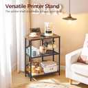 MAHANCRIS Corner Printer Stand with Charging Station, 3-Tier Large Printer Table with Adjustable Feet, Metal Frame Storage Shelf for Office, Living Room, Small Space, Rustic Brown PTHR14E01
