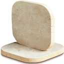 2PACK Travertine Marble Coasters Natural Coaster Set of 2, 4" Square Stone Drink Coasters with Thick Cork Backing, Durable Non-Slip Cup Mats, Table Protection for Coffee, Kitchen, Bar, Wedding (Small)