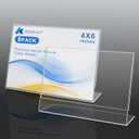 8 Pack Slanted Back Acrylic Sign Holder 6x4 Inches,Clear Plastic Sign Holder Paper Photo Display，Menu Tabletop Stand,Acrylic Picture Frame，Flyer Holder（Horizontal）