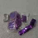 Sasylvia 5 Pcs 70s Disco Accessories Halloween Women Costume Jewelry Sequin Scarf Earrings Sunglasses Bracelet Headband (Purple)