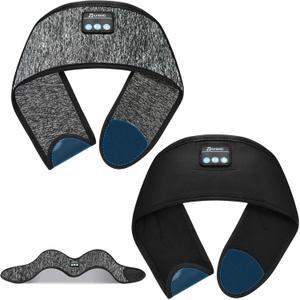 Adjustable Headband Headphones, Sleeping Headphones with Ultra-Thin Speakers, Bluetooth Headband for Side Sleepers, Yoga, Running, Workout, Travel-Black&Grey