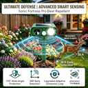 4 Pack Upgraded Sonic Fortress Pro Deer Repellent Solar Animal Repellent Ultrasonic Outdoor Cat Deterrent with Motion Sensor Strobe Light for Skunk Rabbit Raccoon Squirrel Fortress Pro for Yard Garden