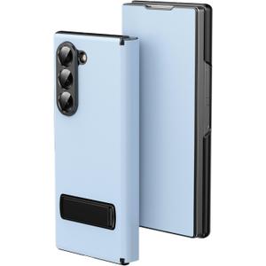 for Samsung Galaxy Z Fold 7 Magnetic Flip Folding Case, Multi-Angle Bracket, High Classy Luxurious Business Leather, Full Body Hinge Protective Slim Cover. (Pale Blue)