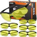 OXG 6 Pack Tinted Safety Glasses for Men Women, Safety Goggles ANSI Z87.1 Protective Eyewear Scratch Resistant Eye Protection (Yellow)