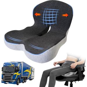 Trucker seat Cushions for Long Sitting, Office Chair Seat Cushions for Office Chair with L-Shaped Ergonomic Design, Memory Foam Chair Cushion for Long Sitting Office Worker(Black Gray)