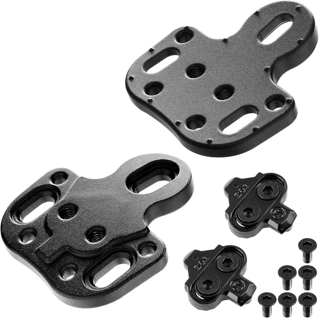 CyclingDeal Bicycle Shoes Cleats Converting Adapters - Using MTB Type SPD Cleats on Road or Indoor Bike Shoes with 3 Holes - Compatible with Shimano SPD Crankbrother (Black)