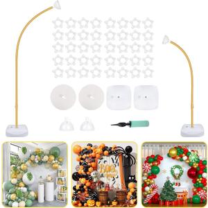 OurWarm 9.35Ft & 6Ft Gold Balloon Arch Stand, Free Bending Shape Balloon Arch Kit, Half Arch Balloon Stand with Base for Floor, Ideal for Wedding Birthday Baby Shower Graduation 4th of July Decoration