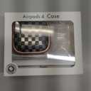 Inesore with Safety Lock for AirPods 4 Case, Clear Floral Cute AirPod 4th Generation Case for Women Girly with Cleaner Kit and Keychain Gold Checkerboard