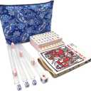 American Mini Mahjong Set 166 Mahjong Tiles 0.9-inch American Mahjong Game Pink Set Thickened Mah-Jongg Tiles Bag Mahjong Tile Set