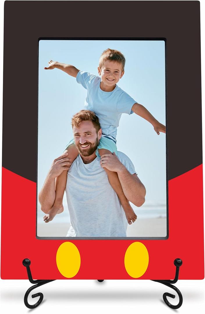 Black & Red Wooden Picture Frame With A Stand, 4x6 Cartoon Theme Vertical Photo Frame For Boy & Girls, Birthday Gifts, Home Decorations & Gifts-XK-A09